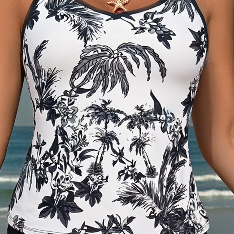 Women's Sporty Tankini Set with Floral Pattern and Comfortable Shorts Mune Fashion