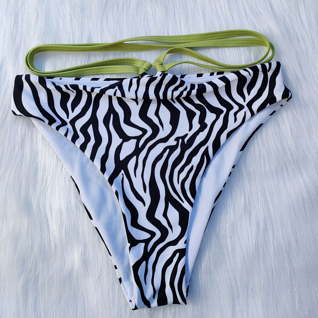 Women's Minimalist Triangle Bikini Set with Zebra Print Mune Fashion