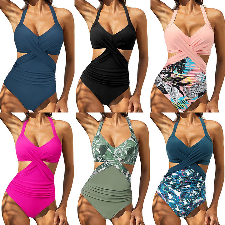 Women's One-Piece Swimsuit with Elegant Wrap Design and Creative Cut-Outs Mune Fashion