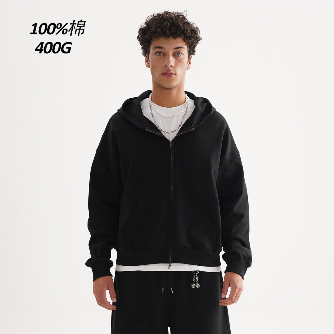 Unisex Zip-up Hooded Jacket in Boxy Cut made of Heavy French Terry Mune Fashion