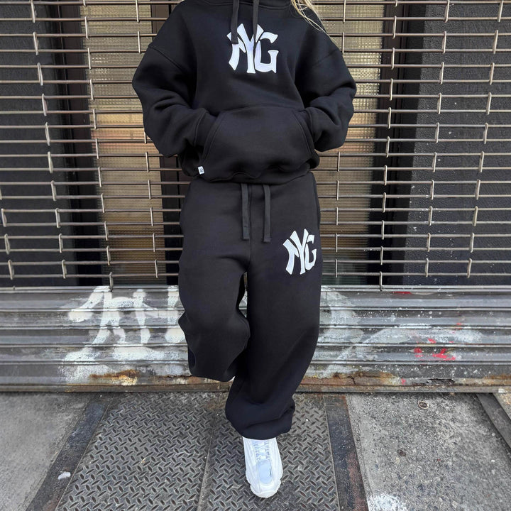 Unisex oversized hooded sweatshirt jacket with two-way zipper and logo application Mune Fashion