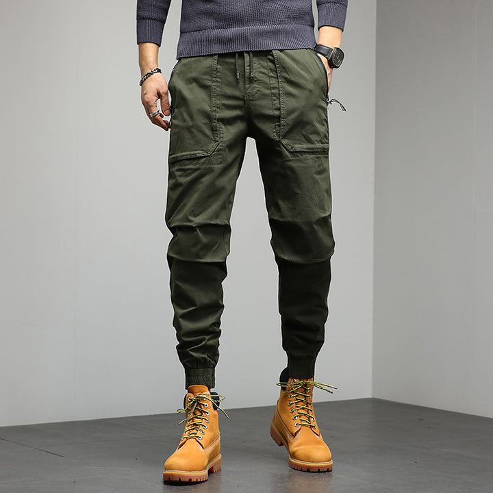 Men's Tapered Cargo Jogger Pants with Drawstring, Elastic Cuffs, and Multifunctional Pockets Mune Fashion