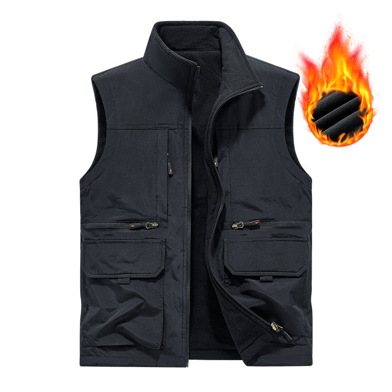 Men's insulated utility vest with warm fleece lining, windproof & multi-pocket Mune Fashion