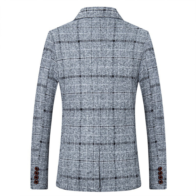 Men's fitted check blazer made of wool blend with lapel collar and lined interior Mune Fashion
