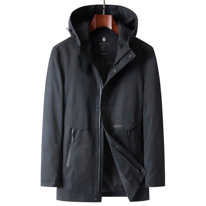 Men's lightweight urban functional parka with hood, concealed press stud placket and water-repellent surface Mune Fashion