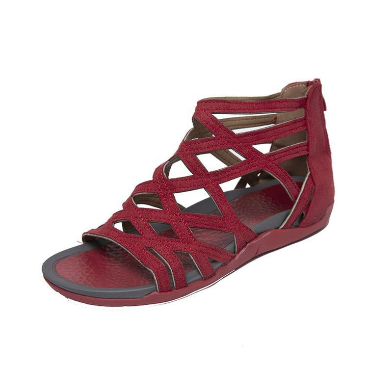 Women's Roman sandals with zipper, woven cut-out upper material and padded comfort sole Mune Fashion