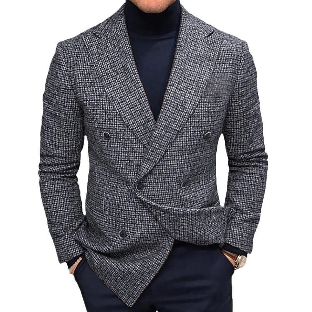 Men's Double-Breasted Textured Blazer with Tailored Fit Mune Fashion