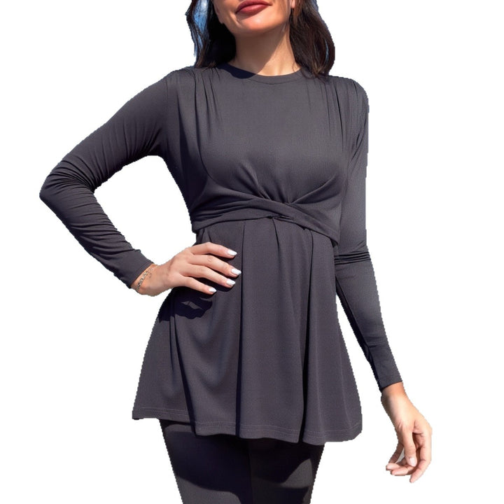 Ladies fashionable long sleeve swimsuit with wrap skirt Mune Fashion