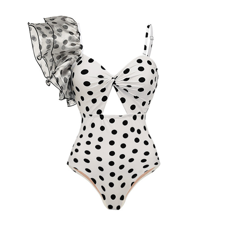 Women's One-Piece Swimsuit with Asymmetric Ruffle Design Mune Fashion