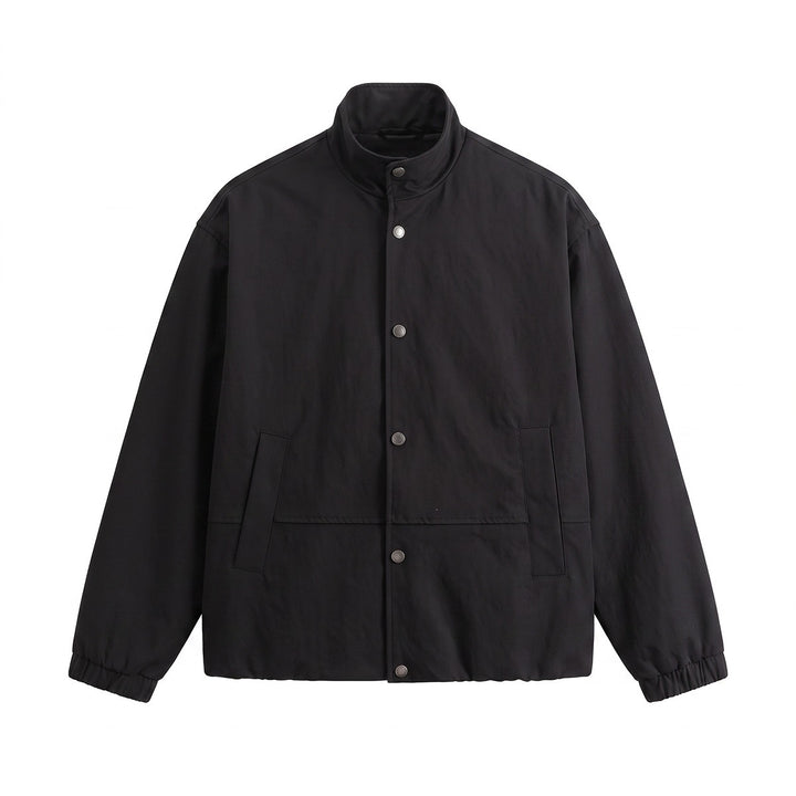 Men's short-cut minimalist boxy blouson with stand collar and press stud placket Mune Fashion