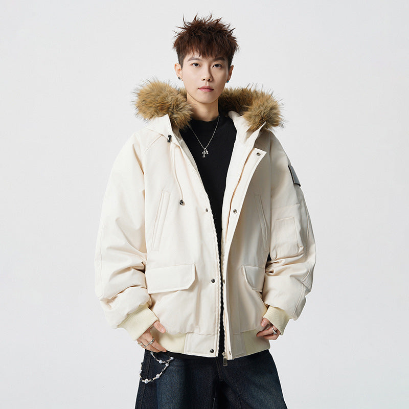 Men's Padded Oversized Parka with Faux Fur Hood and Utility Pockets Mune Fashion