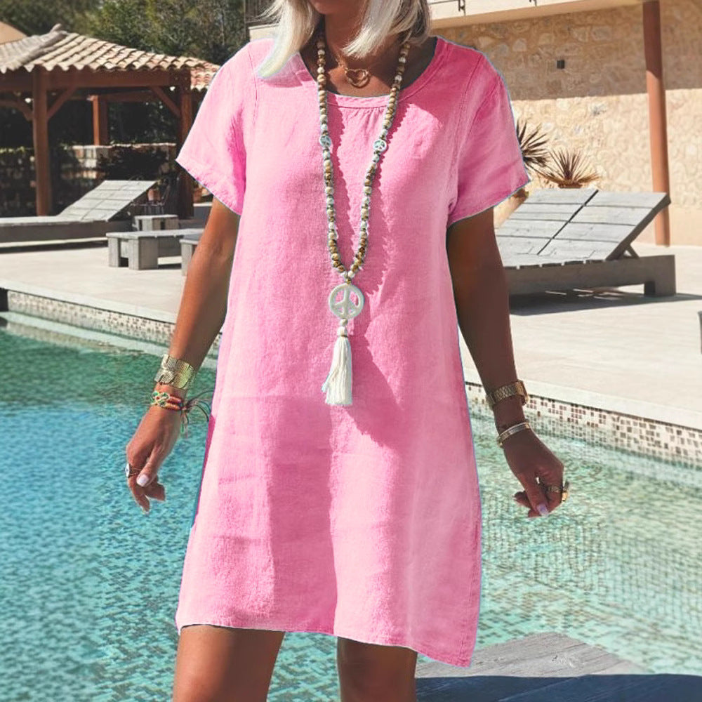 Women's Lightweight Beach Dress Made of Breathable Linen Mune Fashion