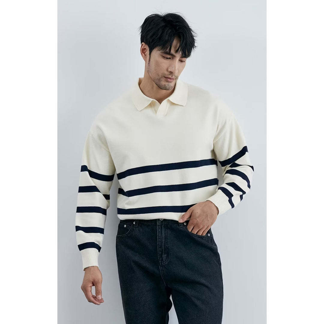 Men's Fashion Knit Top with Stripes Mune Fashion