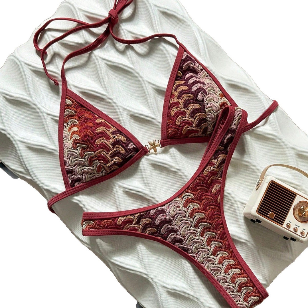 Women's Triangle Bikini with Elegant Rib Structure Mune Fashion