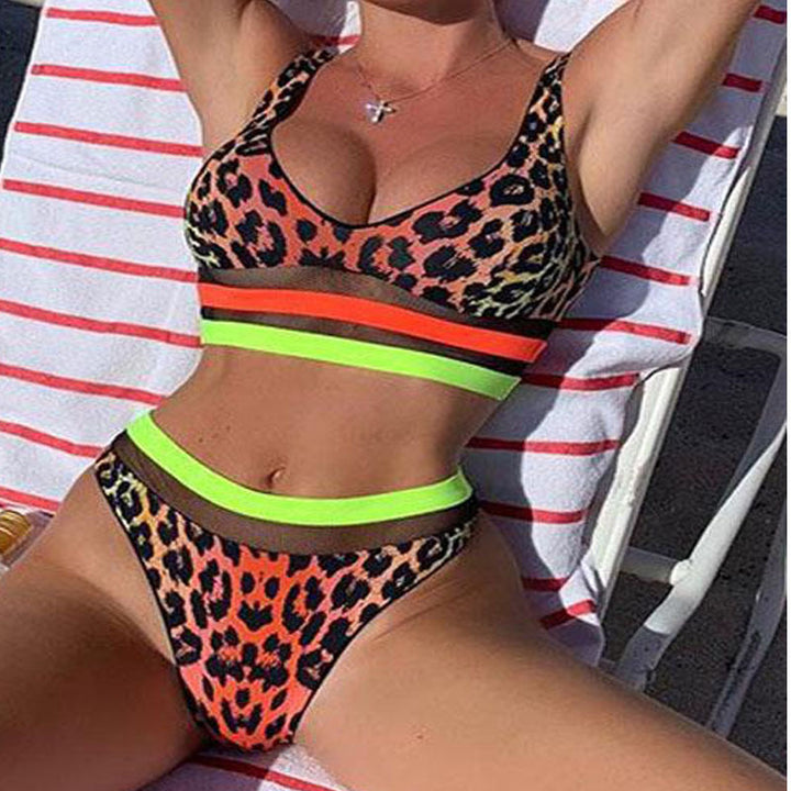 Women's Sporty Bikini Set with High Waist and Fashionable Pattern Mune Fashion
