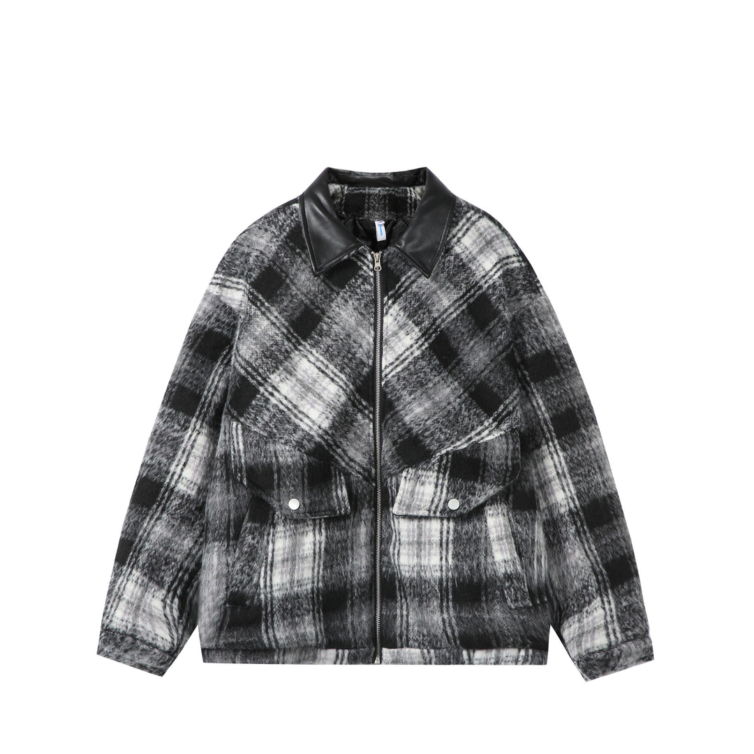 Unisex Boxy-Short Blouson in Overshirt Style with Faux Leather Collar and Flap Pockets Mune Fashion