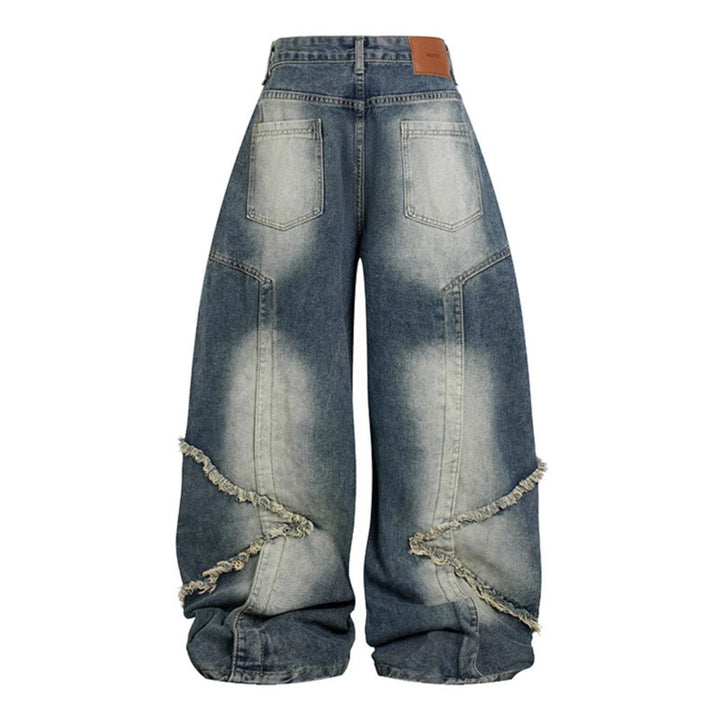 Women High-waisted wide Baggy jeans with frayed layered panels and used look Mune Fashion