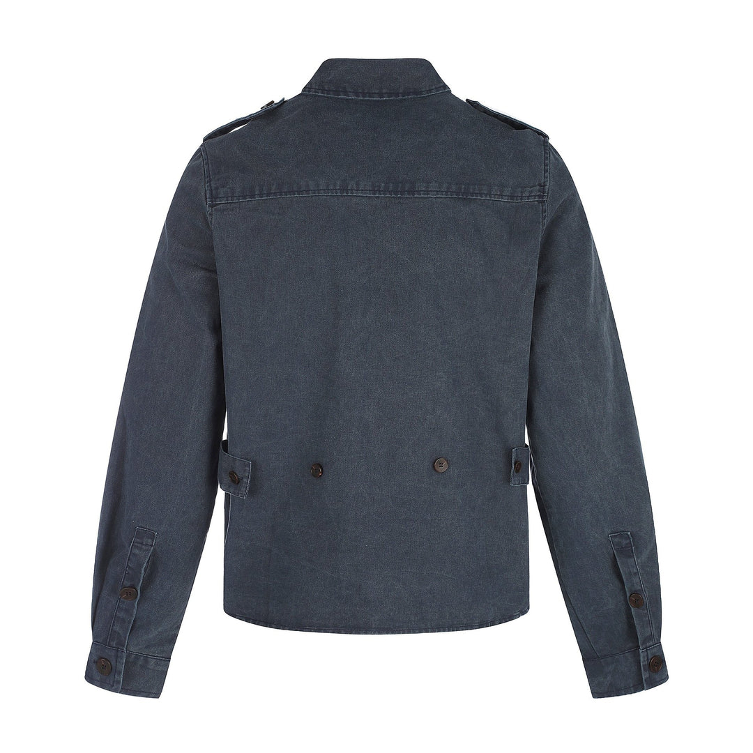 Men's shirt jacket made of washed denim with flap pockets and epaulettes Mune Fashion