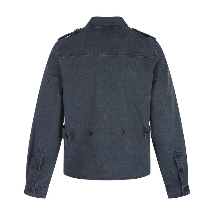 Men's shirt jacket made of washed denim with flap pockets and epaulettes Mune Fashion