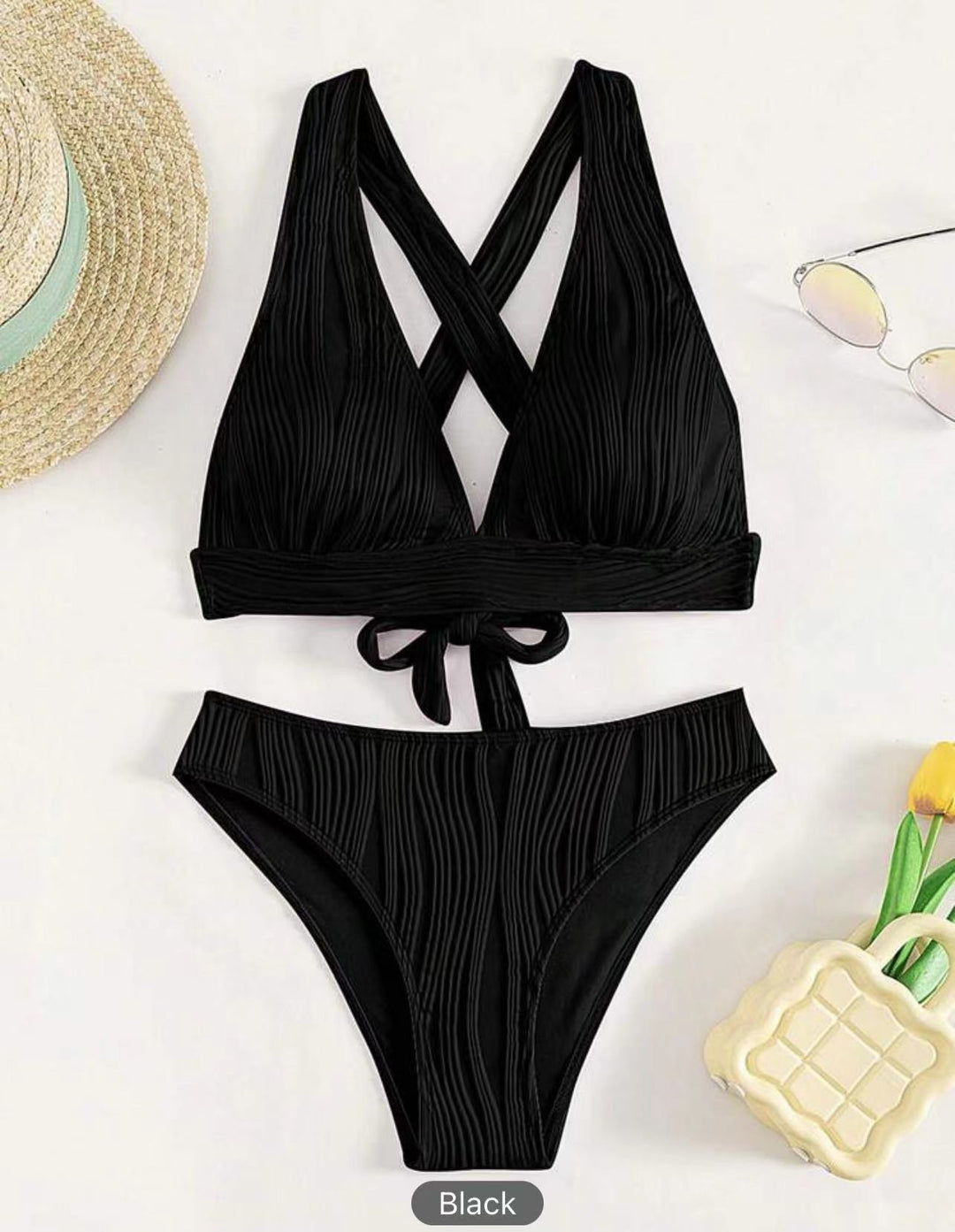 Women's Bikini Set with Modern Wrap Design and Tasteful Ribbed Details Mune Fashion