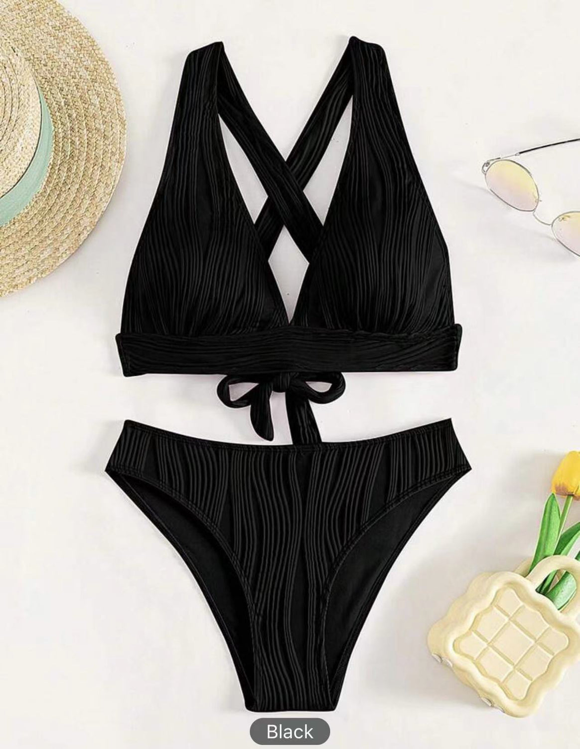 Women's Bikini Set with Modern Wrap Design and Tasteful Ribbed Details Mune Fashion