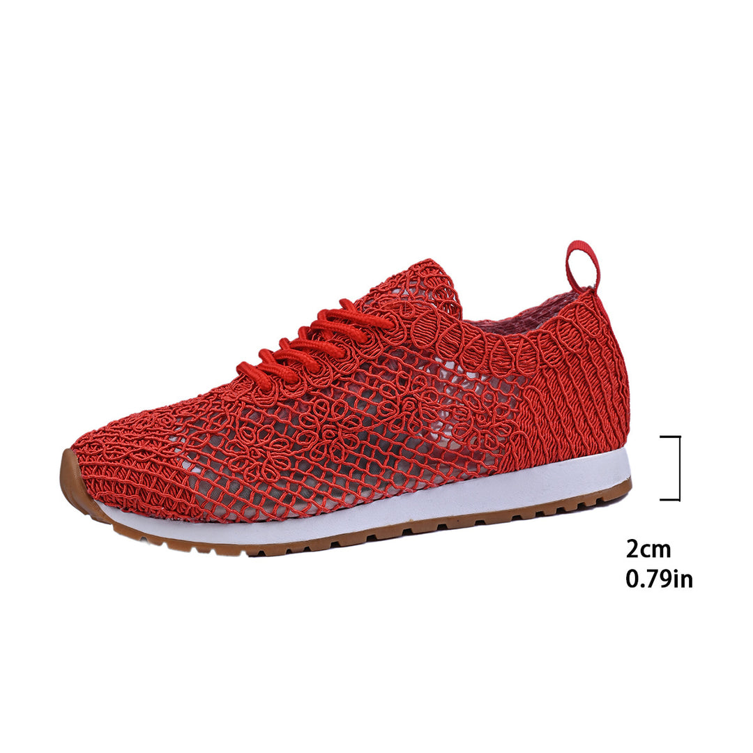 Women's nan breathable knit run sneakers with crocheted upper material, padded comfort insole, and non-slip rubber outsole Mune Fashion