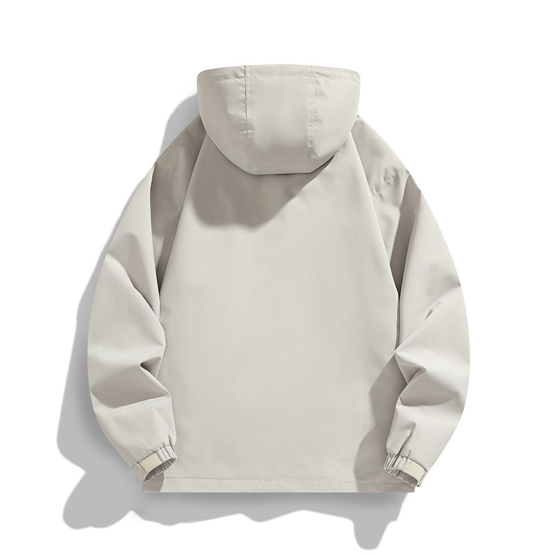 Men's Lightweight Wind and Water Resistant Hooded Jacket in Urban Utility Style with Concealed Zipper Placket Mune Fashion