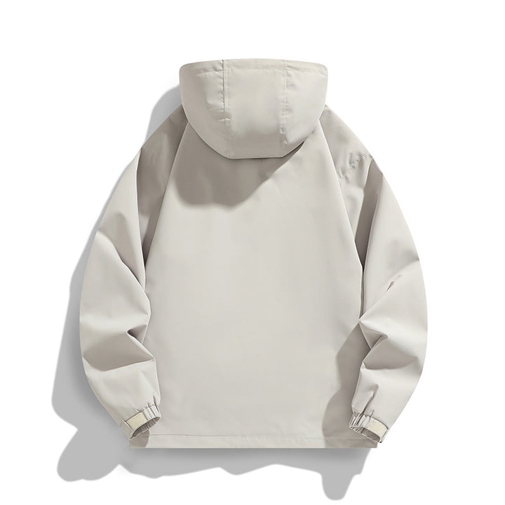 Men's Lightweight Wind and Water Resistant Hooded Jacket in Urban Utility Style with Concealed Zipper Placket Mune Fashion
