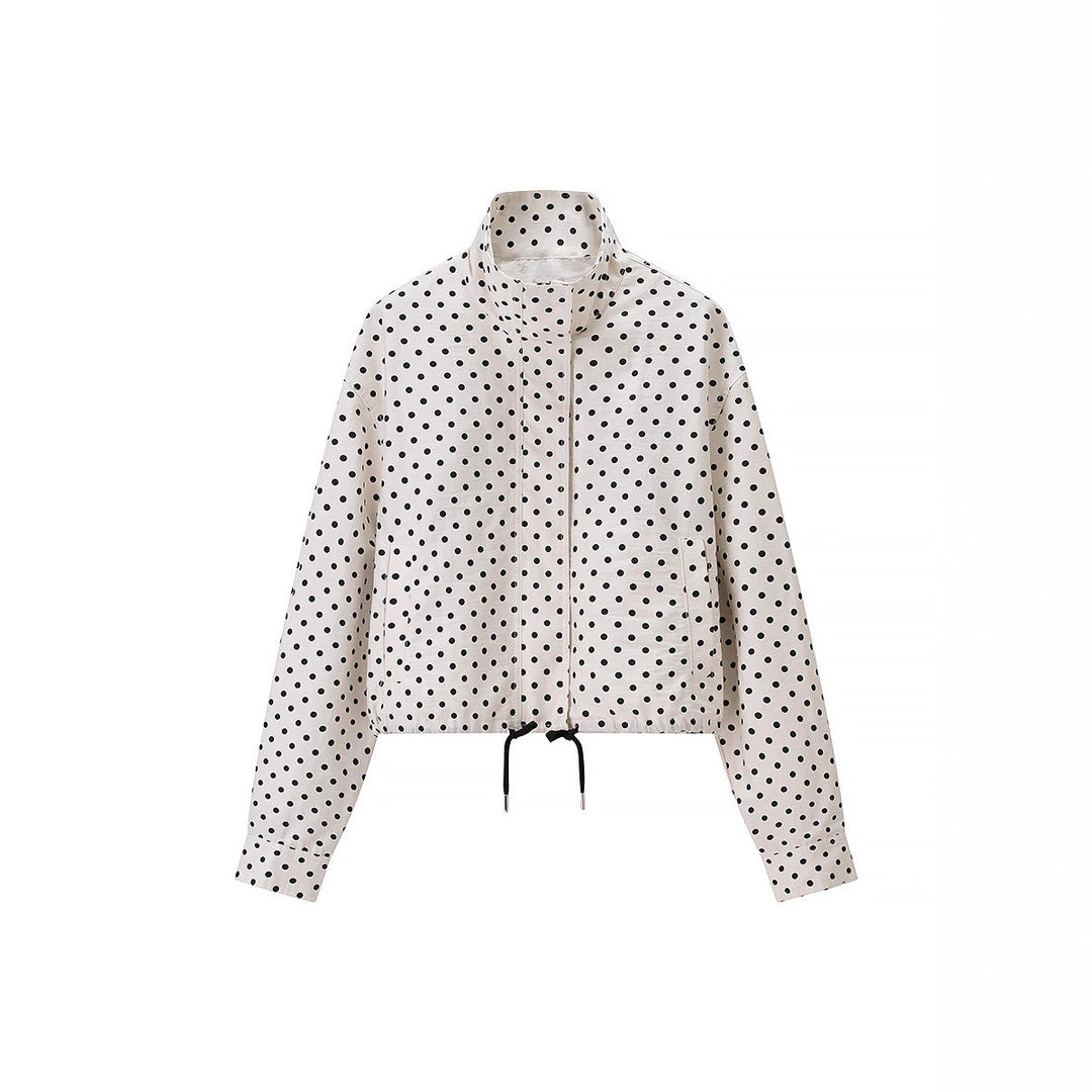 Women's Polka Dot Satin Loungewear Set with Oversized Blazer and Drawcord Shorts Mune Fashion