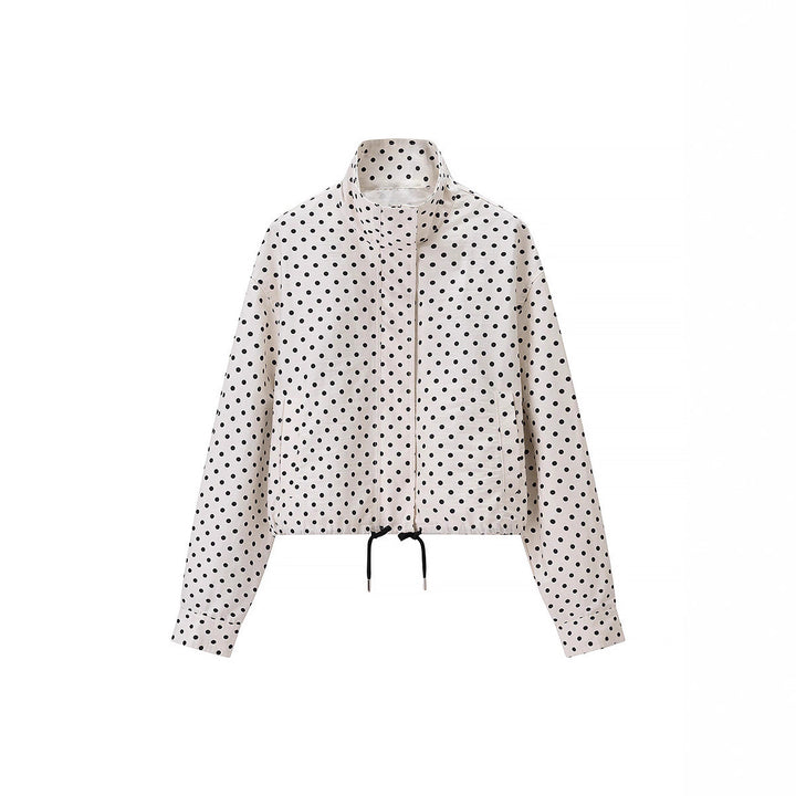 Women's Polka Dot Satin Loungewear Set with Oversized Blazer and Drawcord Shorts Mune Fashion