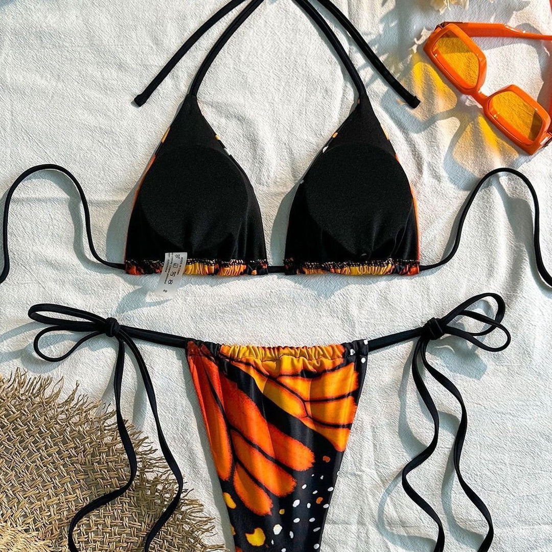 Ladies triangle bikini with vibrant butterfly design Mune Fashion
