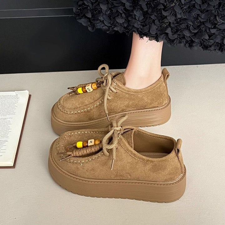 Women Platform Sneakers with Casual Suede Upper Mune Fashion