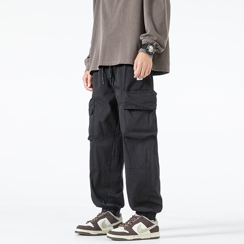 Men's Utility Cargo Jogging Pants in Workwear Look with Drawstring Waistband and Elastic Leg Openings Drune