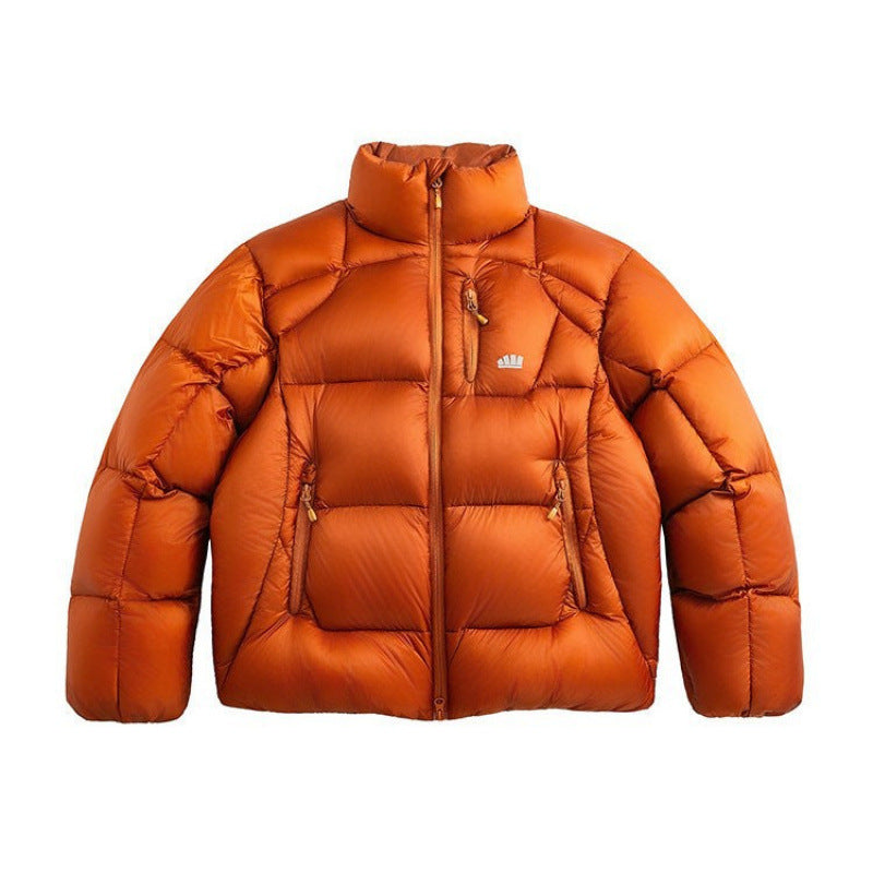 Unisex Short Cut Quilted Down Look Jacket with Stand-Up Collar and Zipper Pockets Mune Fashion