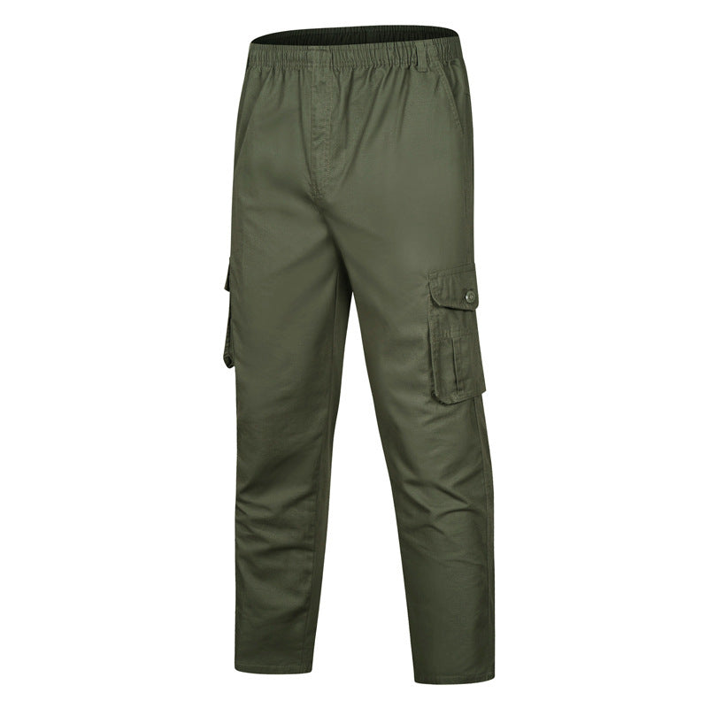 Men's cargo pants with elastic waistband, multiple pockets, and straight leg Mune Fashion