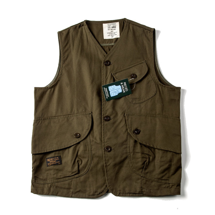 Men's Utility Vest with Multiple Patch Pockets Made of Durable Canvas Mune Fashion