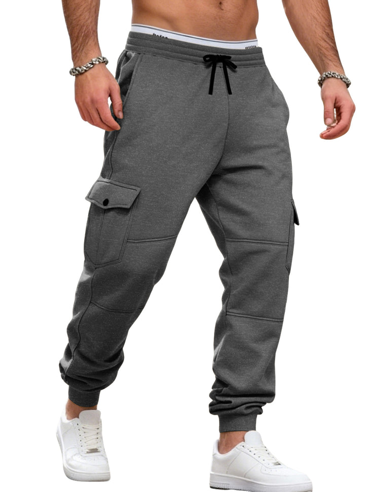 Men's casual jogging pants with cargo pockets, drawstring, and ribbed ankle hem Mune Fashion