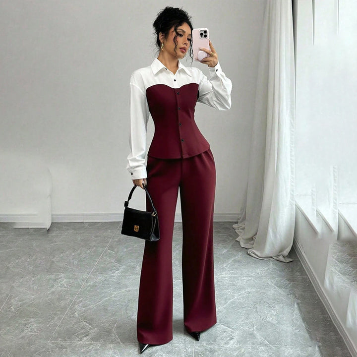 Women Elegant Blazer with High-Cut Pantsuit Mune Fashion