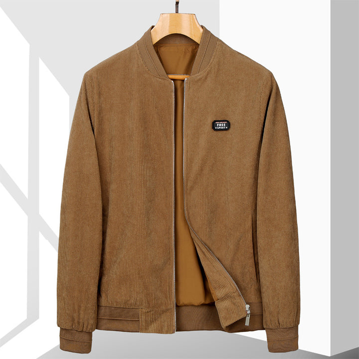 Men's corduroy bomber jacket with zipper, ribbed cuffs, and light padding Mune Fashion