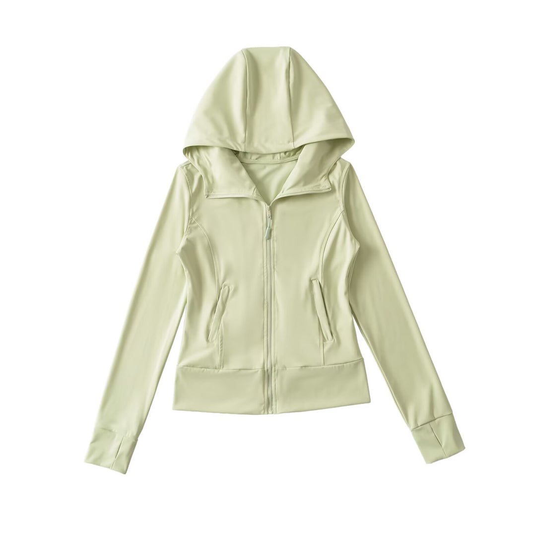 Women's Hooded Sports Jacket with Full Zip, Tailored Fit, and Integrated Zipper Pockets Mune Fashion