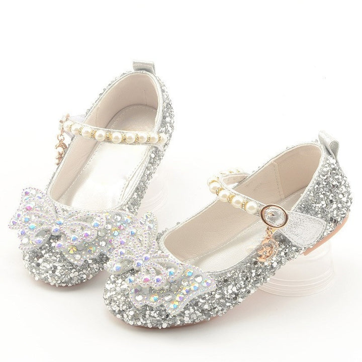 Girls Glittering Ballet Flats with Delicate Bow Appliqués Mune Fashion