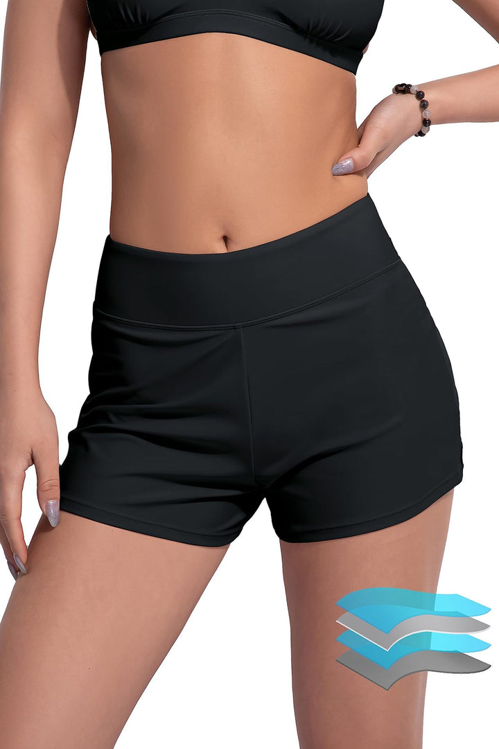 Women's High-Cut Sport Swim Shorts with Elastic Waistband Mune Fashion