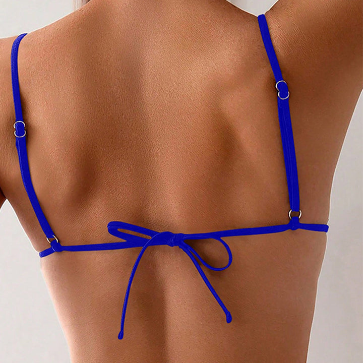 Ladies triangle bikini with elaborate ruffle details and elegant embellishments Mune Fashion