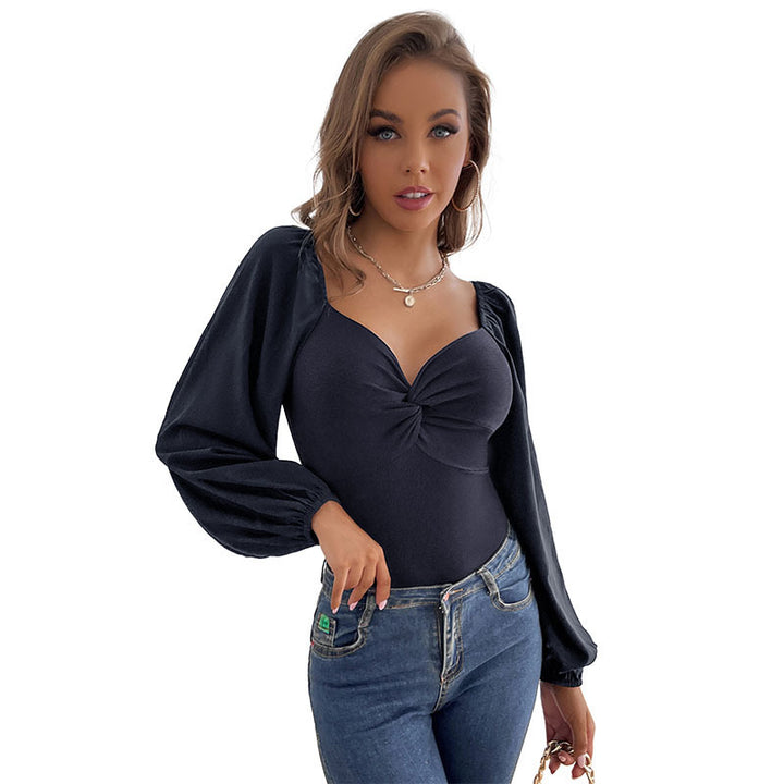 Women Elegant Bodys with Puff Sleeves Mune Fashion