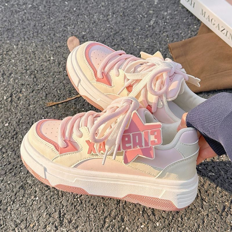 Women's Chunky Sneaker with Thick Sole and Breathable Upper Material Mune Fashion
