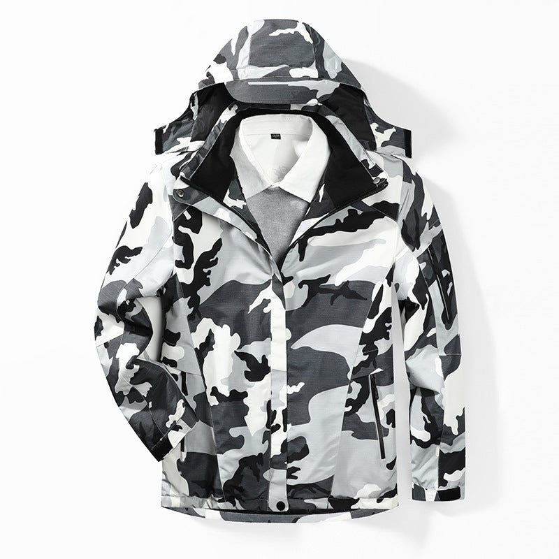 Men's Camouflage Softshell Jacket with Removable Hood and Breathable Lining Mune Fashion