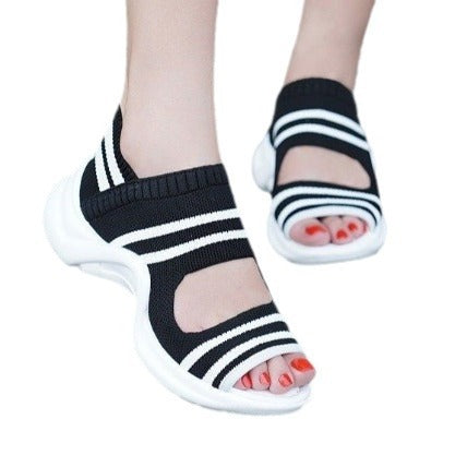 Women's nano ultra-light knitted slip-on sandal with elastic shaft, cut-outs and cushioned profile sole Mune Fashion