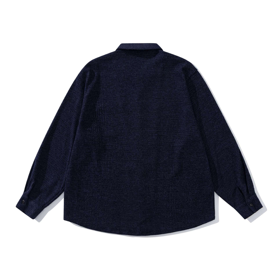 Unisex structured knit shirt jacket with Kent collar and applied chest pocket Mune Fashion