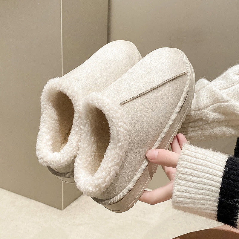 Women Padded Winter Slippers with Faux Fur Trim and Profiled Rubber Sole Mune Fashion