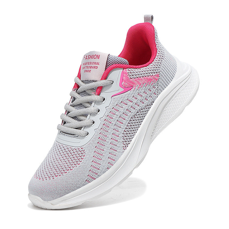 Women's seamless knit walking shoe with breathable mesh upper, ergonomic wave cushioning, and reinforced heel tab Mune Fashion